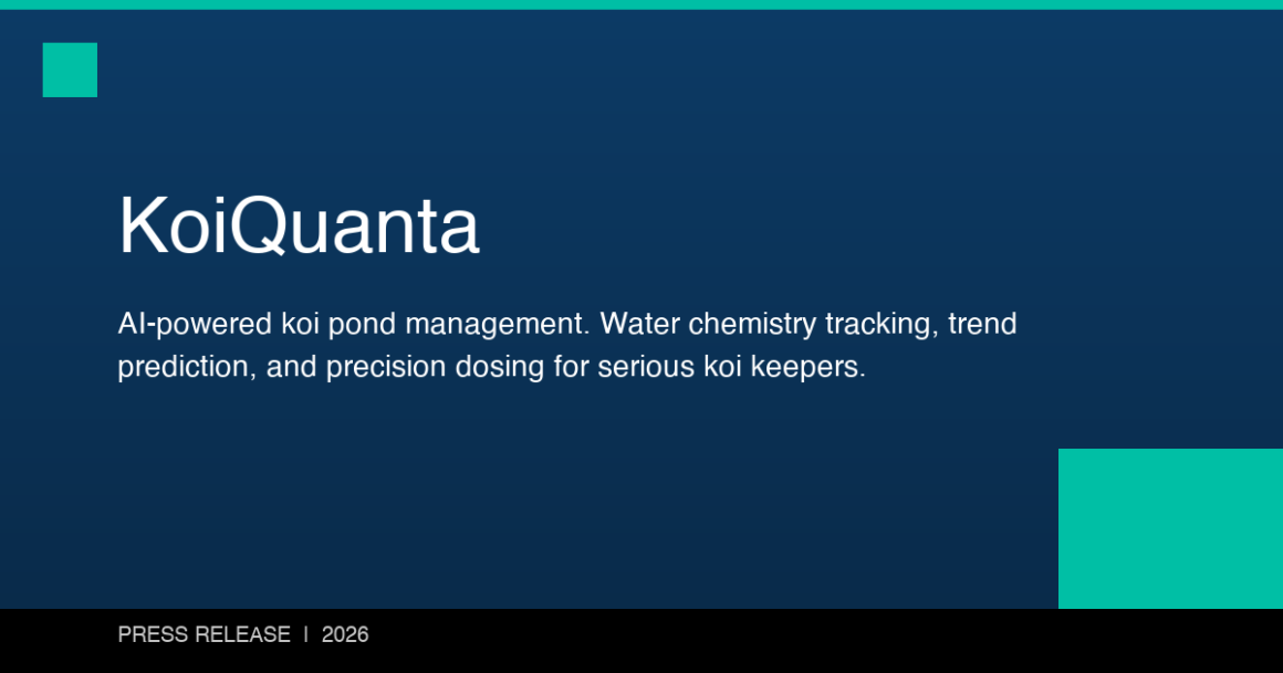 AI-Powered Platform KoiQuanta Helps Koi Pond Owners Detect Water Chemistry Risks Early AI-Powered Platform KoiQuanta Helps Koi Pond Owners Detect Water Chemistry Risks Early